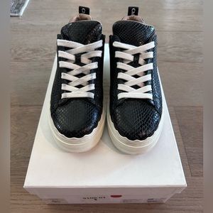 Chloe Lauren Black Embossed Leather Sneakers